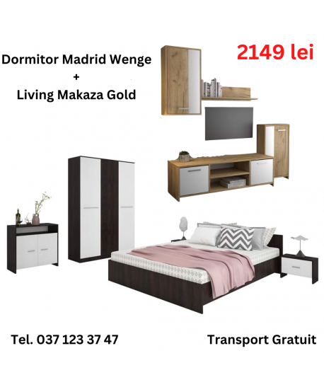 Dormitor Madrid + Living Makaza Gold